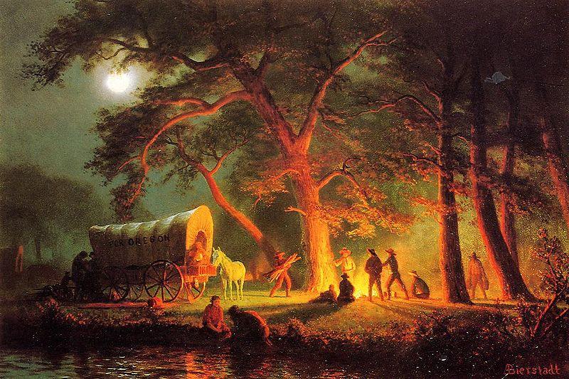 Albert Bierstadt Oregon Trail (Campfire) oil painting image